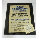ISAAC ROSENBERG EXHIBITION POSTER AND TICKET TO GRAND OPENING, JUNE 1937