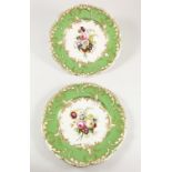 PAIR OF CABINET PLATES WITH FLORAL DECORATION POSSIBLY COALPORT, EACH APPROX. 24 cm DIAMETER