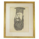 SKETCH DEPICTING GREEK ORTHODOX MAN, INSCRIBED VERSO BY SIR DAVID LOW, APPROX. 48 X 30 cm