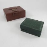 LEATHER ROLEX WATCH BOX AND ONE OTHER, GREEN