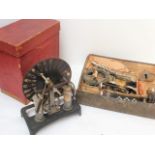 AN UNUSUAL EARLY 20TH CENTURY WILMSHURST MACHINE TOGETHER WITH A BOX OF INTERESTING ACCESSORIES