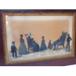 FRAMED VICTORIAN GROUP SILHOUETTE INDICATED 1847 WILLIAM HOGG 17/3/1847 BY SAMUEL WETFORD A QUAKER