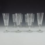 8 LARGE WATERFORD KYLEMORE PATTERN CRYSTAL CHAMPAGNE FLUTES