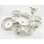 A COLLECTION OF 19th CENTURY ENGLISH PORCELAIN TEA BOWLS, SLOP BOWL AND JUG (POSSIBLY NEW HALL)