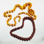 STRING OF BUTTERSCOTCH AMBER BEADS, LARGEST BEAD APPROX. 21 X 17 mm, APPROX. 46g GROSS AND 90 cm