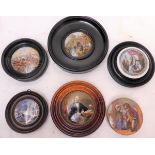 5 VARIOUS POT LIDS, SOME FRAMED, INC. 'THE PRINCE CONSORT', 'HRH PRINCE OF WALES', SKATING SCENE,