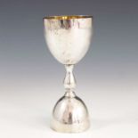 SILVER, GILT LINED, DOUBLE ENDED DRINKS MEASURE, LAMBERT & CO. LONDON 1908, APPROX. 118g, 12 cm