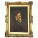 19TH CENTURY OIL ON CANVAS DEPICTING A MARINER, ORNATE FRAME