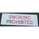 ENAMEL INFORMATION SIGN SMOKING PROHIBITED BIPT 32 APPROX. 12 INS X 36 INS