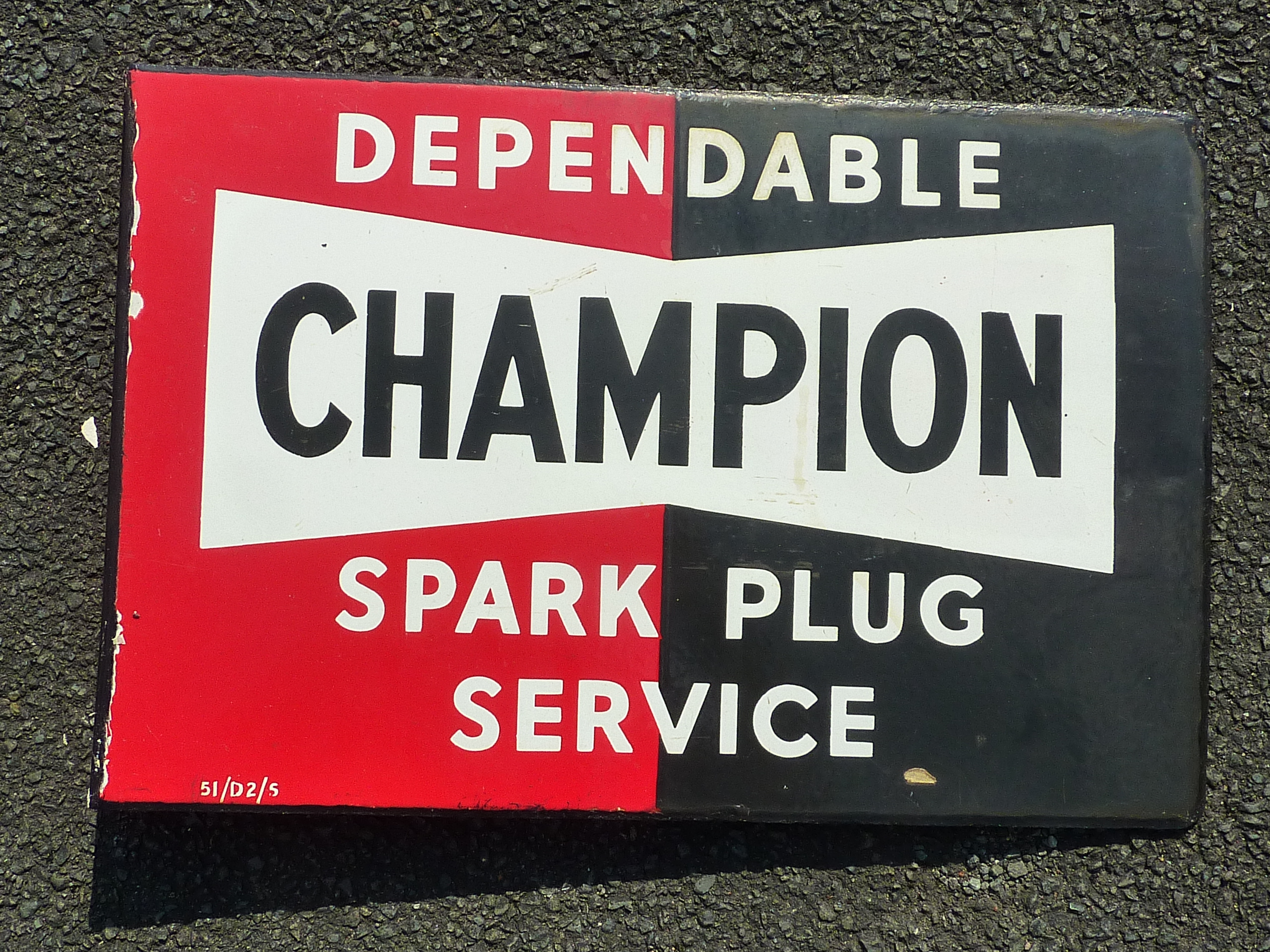 ADVERTISING SIGN APPROX. 12INS X 18 INS CHAMPION – DEPENDABLE SPARK PLUG SERVICE