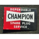 ADVERTISING SIGN APPROX. 12INS X 18 INS CHAMPION – DEPENDABLE SPARK PLUG SERVICE
