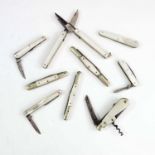 COLLECTION OF MOTHER OF PEARL HANDLED PENKNIVES