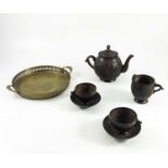 CARVED COCONUT TEA SET, PROBABLY INDIAN, EARLY 20TH CENTURY