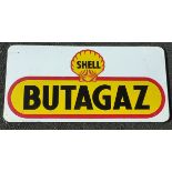 SHELL BUTAGAZ ENAMELLED SIGN, APPROX. 27 INS. X 13INS
