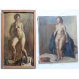 ALYS WOODMAN (20TH CENTURY, MALVERN SCHOOL OF ART) , 2 FEMALE NUDES, LARGEST APPROX. 70 X 40 cm