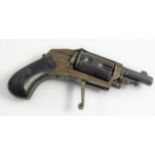 A LATE 19TH/ EARLY 20TH CENTURY BELGIAN 5 SHOT POCKET REVOLVER, 3.5 cm BARREL, FOLDING TRIGGER,