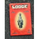 SMALL TIN ADVERTISING SIGN LODGE BEST PLUGS IN THE WORLD APPROX. 8 INS. X 12 INS 20-40