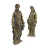 PR. CAST BRONZE FIGURES, EACH APPROX. 20 cm DEPICTING GRECIAN MAIDENS AND BEARING REGISTERED