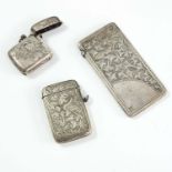 SILVER CARD CASE AND 2 SILVER VESTA CASES