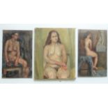 ALYS WOODMAN (20TH CENTURY, MALVERN SCHOOL OF ART) , 5 MISC. FEMALE NUDE FIGURE STUDIES