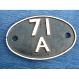 RAILWAY LOCOMOTIVE SHED PLATE 71A EASTLEIGH SOUTHERN REGION WITH REAR CASTING MARKS E & BR (S)