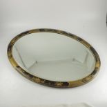 CHINOISERIE DECORATED MIRROR WITH HEAVY BLACK FRAME