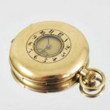 VICTORIAN 18CT GOLD HALF HUNTER POCKET WATCH WITH ENGRAVED GOLD DIAL, SUBSIDIARY SECONDS, 77g GROSS,