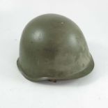 WWII ERA STEEL HELMET WITH LEATHER LINER