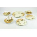 ROYAL WORCESTER BLUSH IVORY PART TEA SET WITH FLORAL DECORATION COMPRISING 2 CUPS AND SAUCERS, BOWL,