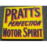 DOUBLE SIDED ENAMELLED ADVERTISING SIGN PRATTS PERFECTION MOTOR SPIRIT APPROX. 21 INS X 18 INS