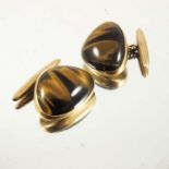 PR. GENTS 9 CT GOLD TIGERS EYE CUFFLINKS