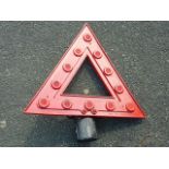 OLD ROAD SIGN, RED WARNING TRIANGLE BERCO LIMITED WITH LATER REFLECTORS 40-60