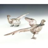 PR. CAST SILVER TABLE PHEASANTS APPROX. 23 cm, APPROX. 700g, ISRAEL FREEMAN & SON LTD. LONDON 1968