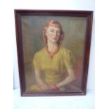 FRAMED OIL PORTRAIT OF MISS ROSALIND GREENWOOD APPROX. 62CM X 79 CM SIG PILLITZ 1917