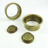 BRASS CARTWHEEL HUBS WITH TWO E. BROOKS, BUILDER, OMBERSLEY, WHEEL BOSSES