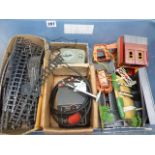BOX OF MODEL RAILWAY ACCESSORIES, TRIANG, HORNBY DUBLO, CROSSING, TRACK ETC