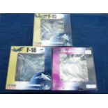 3 BOXED SKY GUARDIAN MODELS : F-14D TOMCAT, F-15, F-18