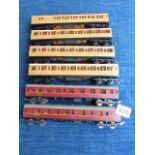 GRAFAR 4 X LNER TEAK COACHES AND 2 LIMA HO LMS COACHES