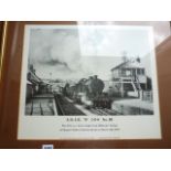 SOMERSET AND DORSET S&DJR FRAMED PICTURE OF 7F 88 AT SHEPTON MALLETT C.1950'S