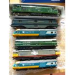 TRIANG LOCOMOTIVES CLASS 31 IN GREEN, 37, HORNBY CLASS 58 AND HST POWER CAR & DUMMY ALL UB