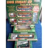 CORGI EDDIE STOBART BOXED TRUCK SET 60008, 59516 VOLVO, 59504 VOLVO, 29103 GUY, 58304 FORD