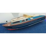 MODEL WOODEN BOAT 42 INCH MODEL RIVER CRUISER GIRL HANNAH. A NICE MODEL IN NEED OF A DRY DOCK