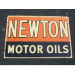 ENAMEL ADVERTISING SIGN NEWTON MOTOR OIL APPROX. 30 INS. X 20 INS.