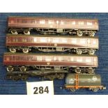 GRAFAR 3 X MK 1 COACHES U/B MAROON, 2 U/B WAGONS