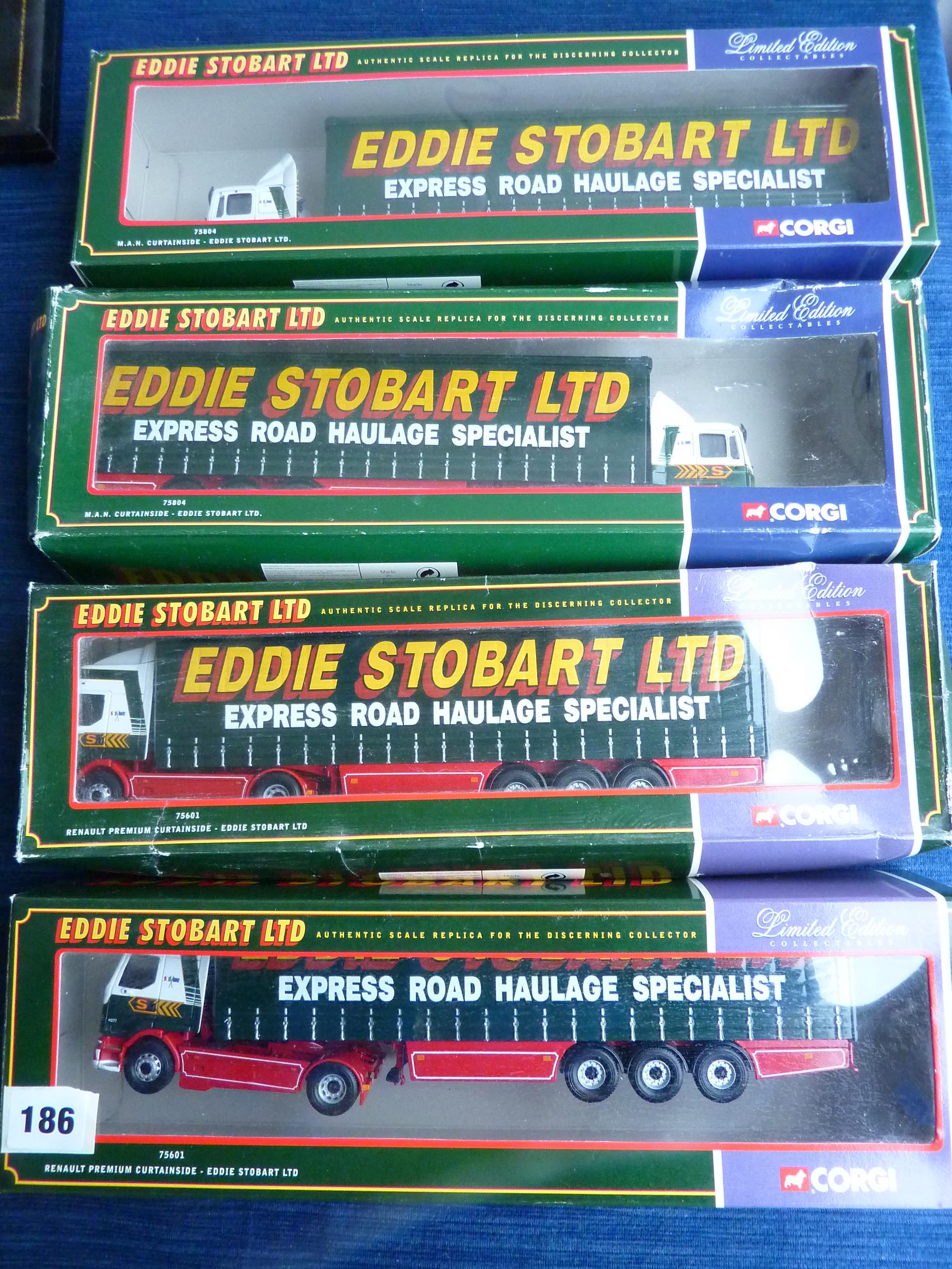 CORGI LARGER SCALE LORRIES 75804 MAN CURTAINSIDE X2, AND 75601 RENAULT CURTAINSIDE X2, BOTH BOXED