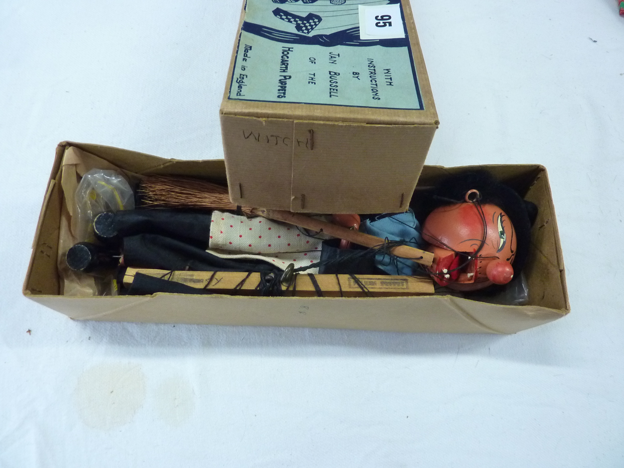 AN EARLY PELHAM PUPPET IN BLUE GREY BOXES - WITCH - Image 2 of 2