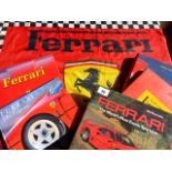 MOTORING INTEREST A FERRARI FLAG AND 7 GOOD BOOKS ON FERRARI CARS