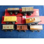 HORNBY 0 GAUGE WAGONS INC: NE GOODS VAN OPEN SPRINGS R/T ROOF, BOXED, LMS COAL WAGON OPEN SPRINGS,