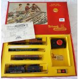 EARLY TRIANG SET RS5 WITH 43775 AND 4 WAGONS, OIL POT AND CONTROLLER, NOT COMPLETE BUT GOOD