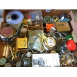 BOX OF SCENIC ACCESSORIES, PAINTS, MODELLERS MATERIALS, WIRES ETC